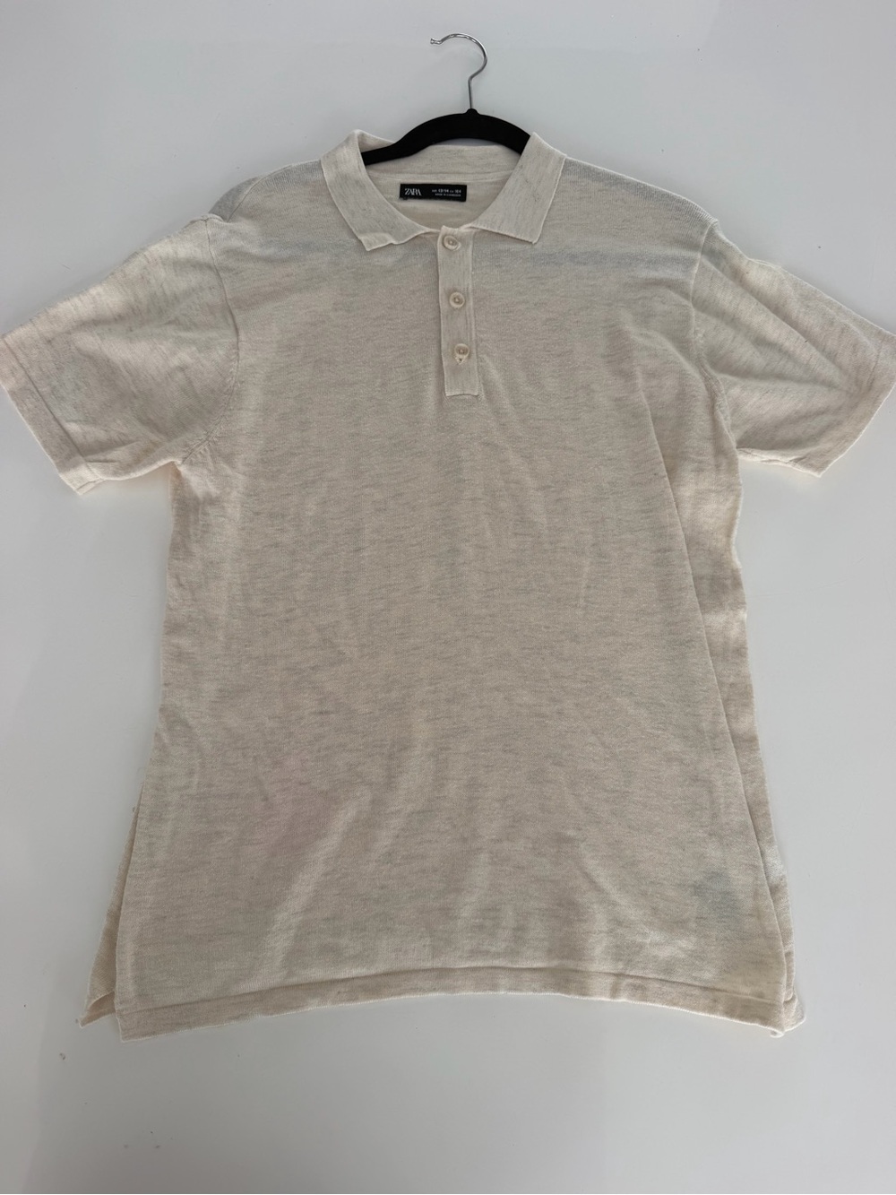 Zara Men Natural Cream Short-Sleeve Polo